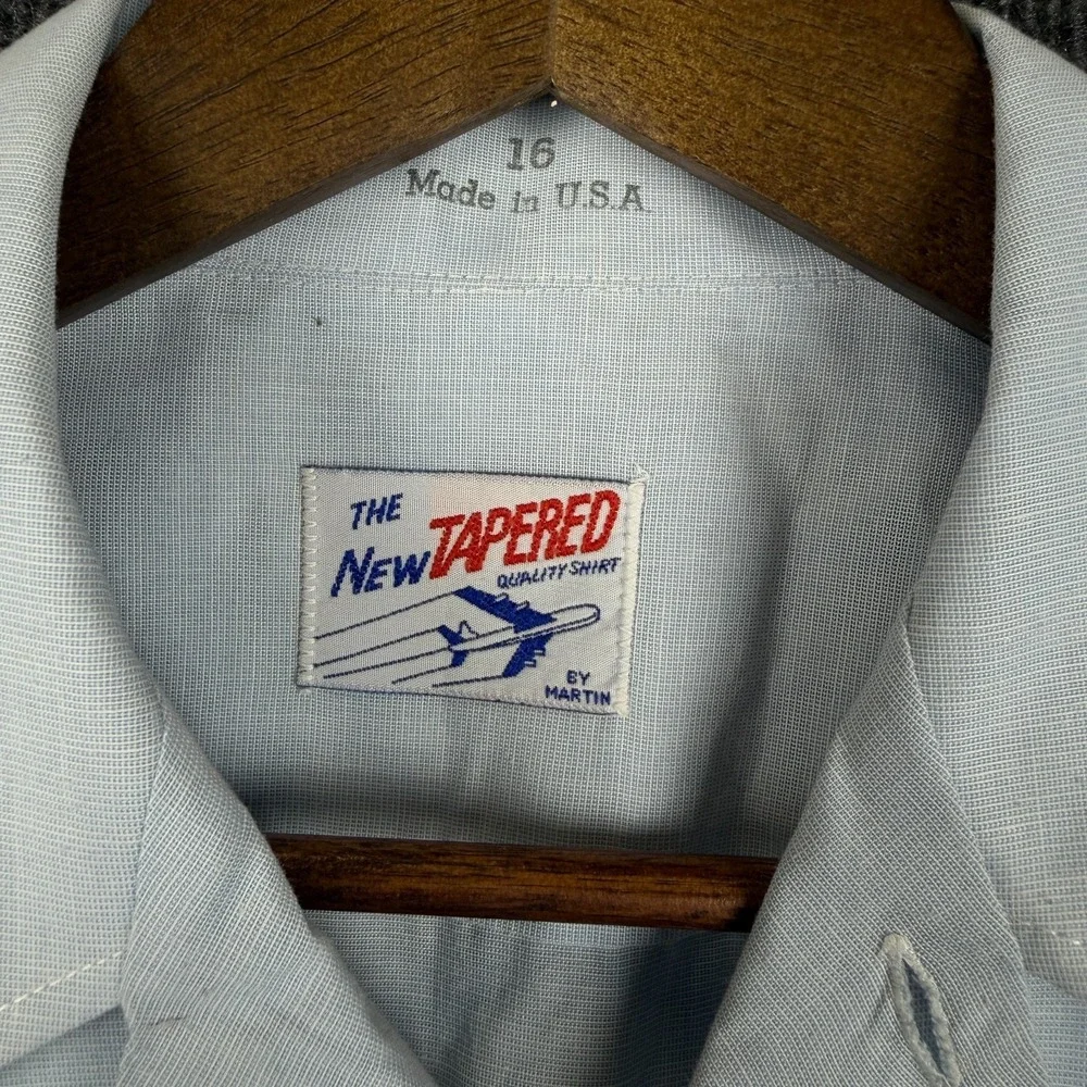 Martin Mfg Co USAF The New Tapered Shirt Epaulets Military Dress Shirt 16 Blue 8
